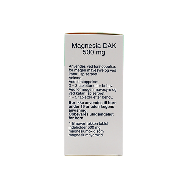 Magnesia DAK 500 Mg 250Tabs Doseringside Web Klar