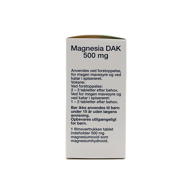 Magnesia DAK 500 Mg 100 Tabs Doseringsside Web Klar